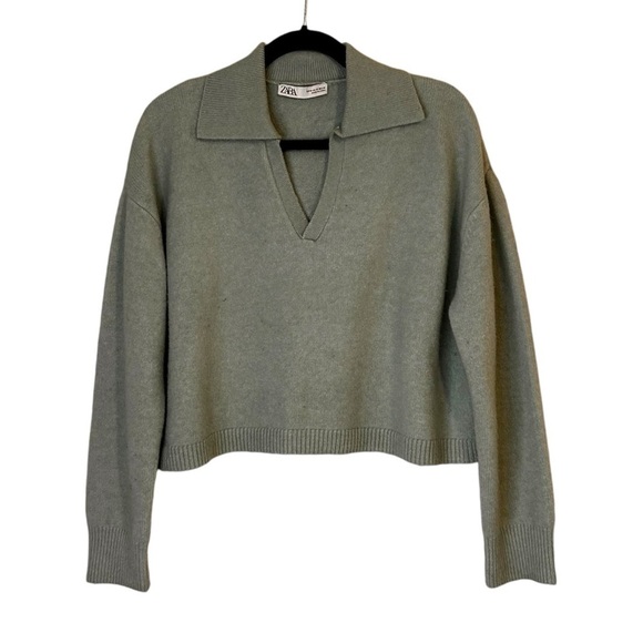 Zara Women's Cropped Polo Collar Knit Sweater- Size Medium - Picture 4 of 11